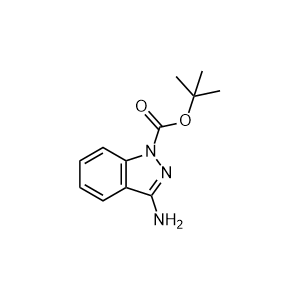 tert-Butyl 3-amino-1H-indazole-1-carboxylate 化学構造式