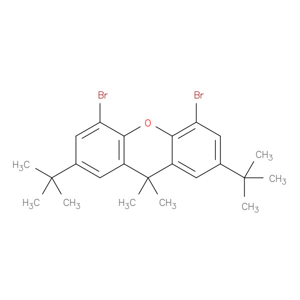 9H-XANTHENE, 4,5-DIBROMO-2,7-BIS(1,1-DIMETHYLETHYL)-9,9-DIMETHYL- 化学構造式