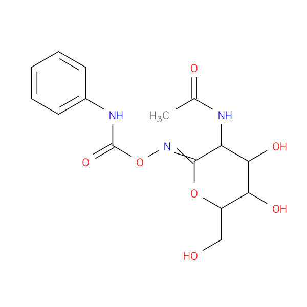 (5R,6R,7S,8R,Z)-6,7-Dihydroxy-8-(hydroxymethyl)-2,3-dioxo-N-((phenylcarbamoyl)oxy)-1,4-oxazocane-5-carbimidic acid 化学構造式