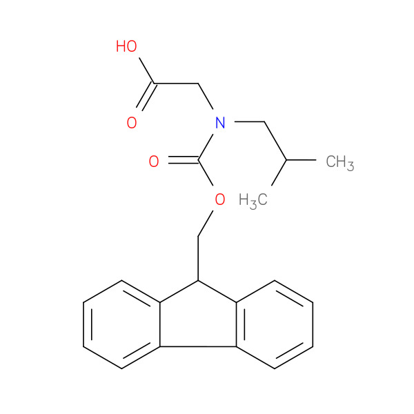 N-[(9H-Fluoren-9-ylmethoxy)carbonyl]-N-(2-methylpropyl)glycine 化学構造式