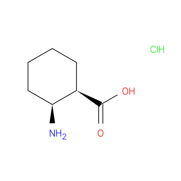 Cyclohexanecarboxylic acid, 2-amino-, hydrochloride (1:1), (1R,2S)- 化学構造式