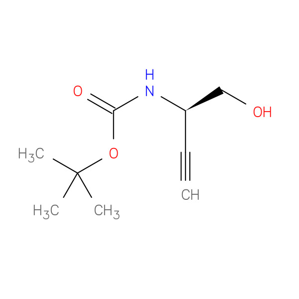 Carbamic acid, N-[(1R)-1-(hydroxymethyl)-2-propyn-1-yl]-, 1,1-dimethylethyl ester 化学構造式