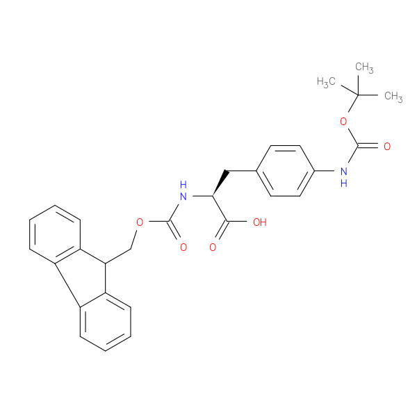 (S)-2-(((9H-Fluoren-9-yl)methoxy)carbonylamino)-3-(4-(tert-butoxycarbonylamino)phenyl)propanoic acid 化学構造式