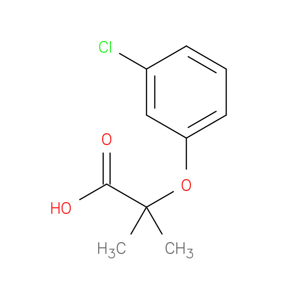 2-(3-Chlorophenoxy)-2-methylpropanoic acid 化学構造式