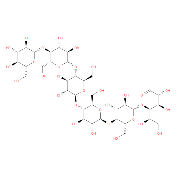D-Glucose, O-β-D-glucopyranosyl-(1→4)-O-β-D-glucopyranosyl-(1→4)-O-β-D-glucopyranosyl-(1→4)-O-β-D-glucopyranosyl-(1→4)-O-β-D-glucopyranosyl-(1→4)- 化学構造式