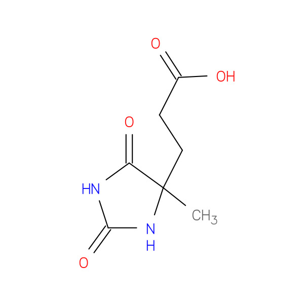 3-(4-Methyl-2,5-dioxoimidazolidin-4-yl)propanoic acid 化学構造式