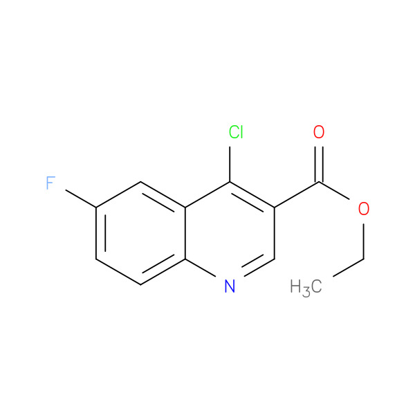 Ethyl 4-chloro-6-fluoroquinoline-3-carboxylate 化学構造式
