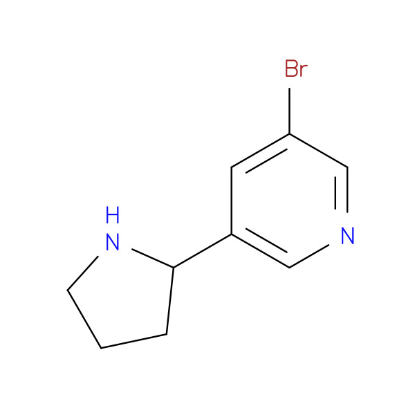 3-Bromo-5-(2-pyrrolidinyl)pyridine 化学構造式