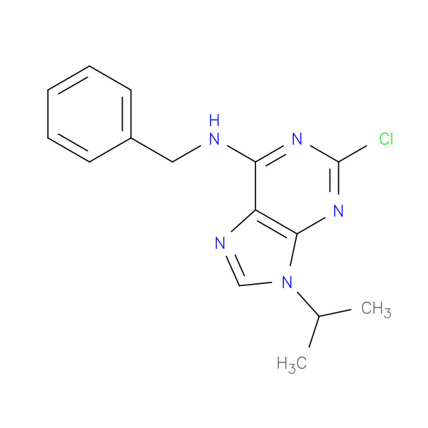 N-Benzyl-2-chloro-9-isopropyl-9H-purin-6-amine 化学構造式