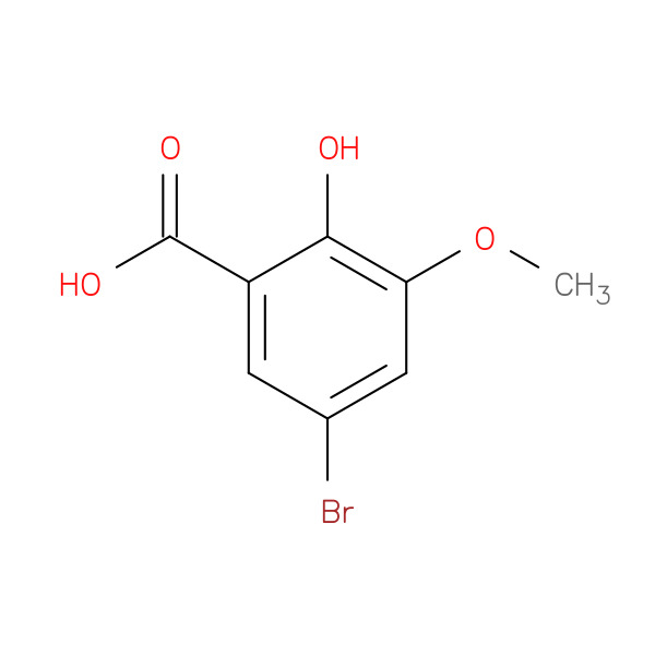 5-Bromo-2-hydroxy-3-methoxybenzoic acid 化学構造式