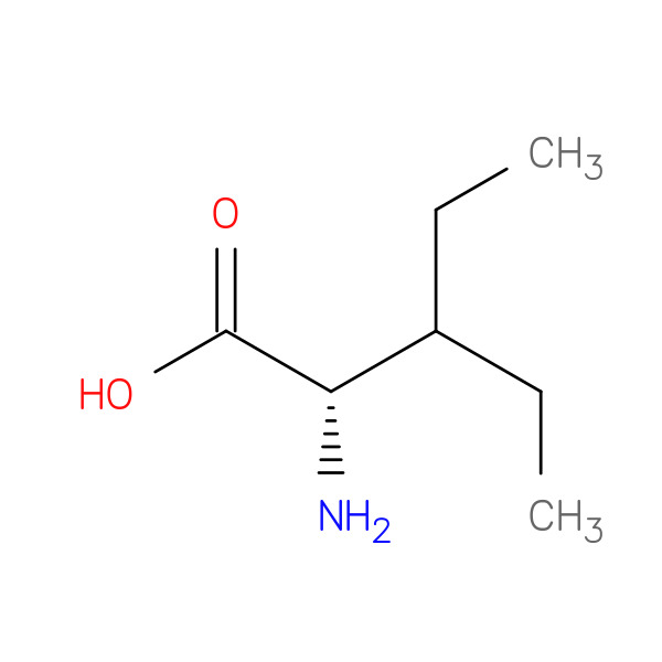(S)-2-Amino-3-ethylpentanoic acid 化学構造式