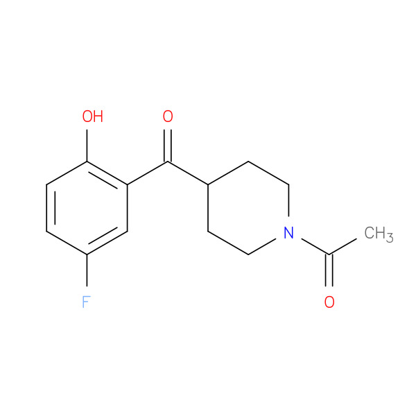 1-[4-(5-FLUORO-2-HYDROXYBENZOYL)-1-PIPERIDINYL]-ETHANONE 化学構造式