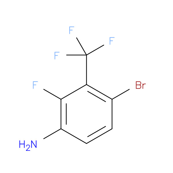 4-Bromo-2-fluoro-3-(trifluoromethyl)aniline, 4-Bromo-alpha,alpha,alpha,2-tetrafluoro-m-toluidine 化学構造式