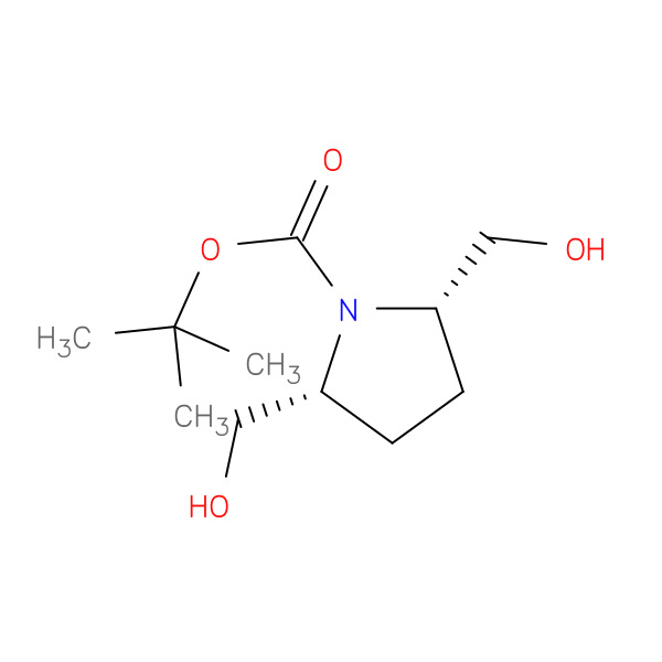 TERT-BUTYL CIS-2,5-BIS(HYDROXYMETHYL)PYRROLIDINE-1-CARBOXYLATE 化学構造式