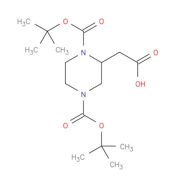 1,4-DI-BOC-2-PIPERAZINEACETIC ACID 化学構造式