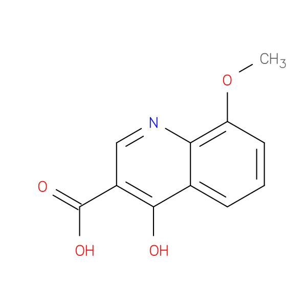 4-Hydroxy-8-methoxyquinoline-3-carboxylic acid 化学構造式