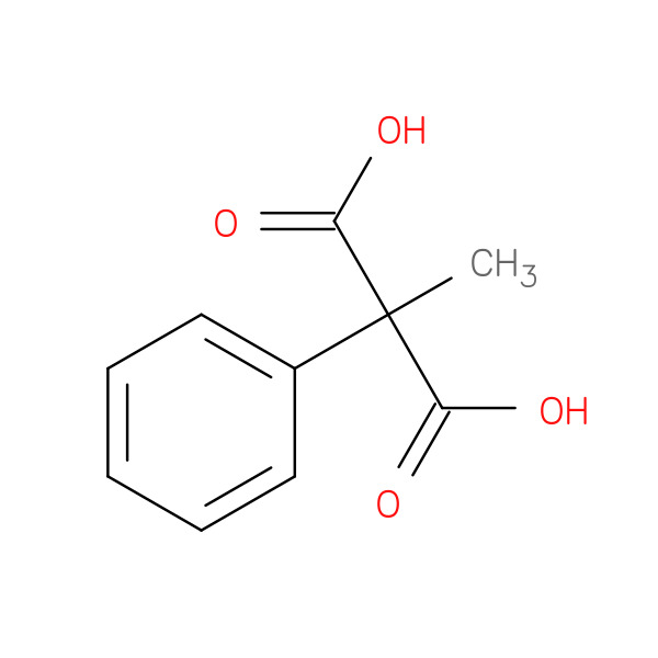 METHYLPHENYLMALONIC ACID 化学構造式