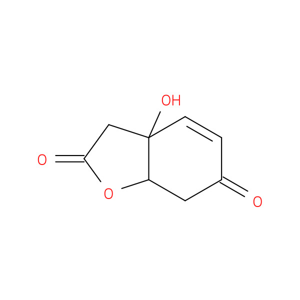 1-Oxo-4-hydroxy-2-en-4-ethylcyclohexa-5,8-olide 化学構造式