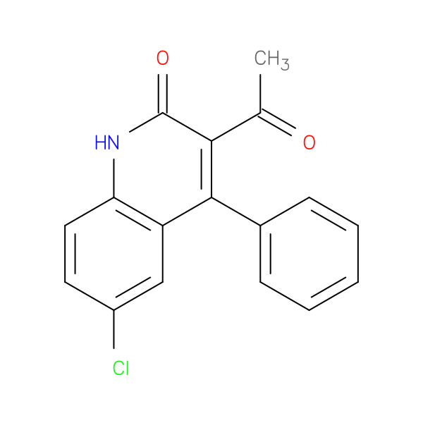 1-(6-CHLORO-2-HYDROXY-4-PHENYL-QUINOLIN-3-YL)-ETHANONE 化学構造式