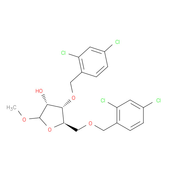 METHYL 3,5-DI-O-(2,4-DICHLOROBENZYL)-D-RIBOFURANOSIDE 化学構造式