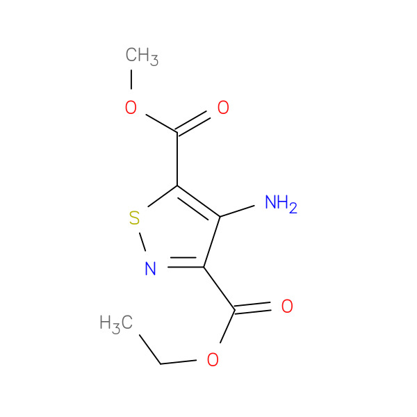 4-Amino-isothiazole-3,5-dicarboxylic acid 3-ethyl ester 5-methyl ester 化学構造式