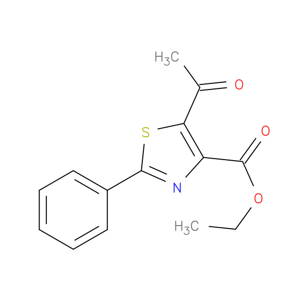 Ethyl 5-acetyl-2-phenylthiazole-4-carboxylate 化学構造式