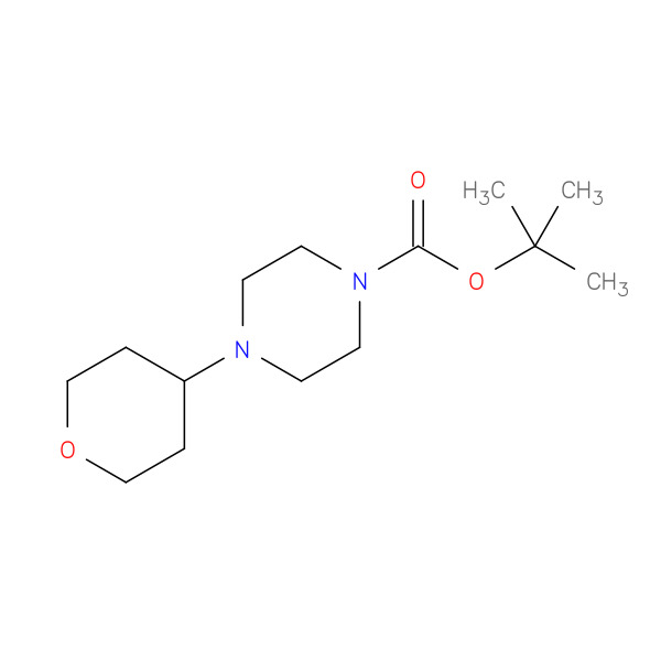 tert-Butyl  4-Tetrahydro-2H-pyran-4-ylpiperazine-1-carboxylate 化学構造式