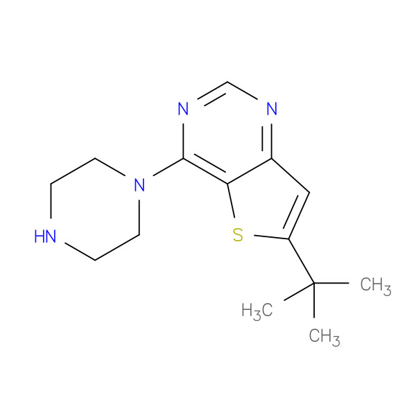 6-t-Butyl-4-piperazinothieno[3,2-d]pyrimidine 化学構造式