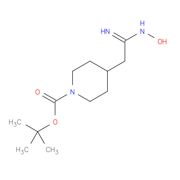 TERT-BUTYL 4-[(2Z)-2-AMINO-2-(HYDROXYIMINO)ETHYL]PIPERIDINE-1-CARBOXYLATE 化学構造式