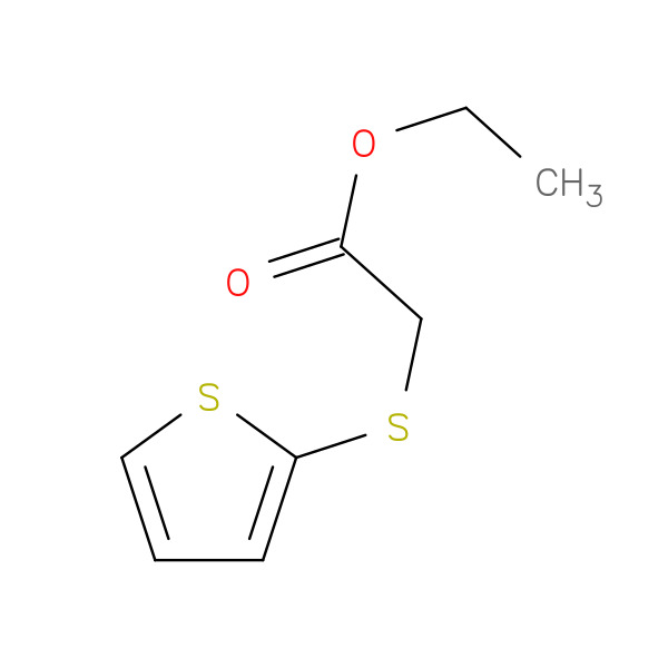 (Thiophen-2-ylsulfanyl)-acetic acid ethyl ester 化学構造式