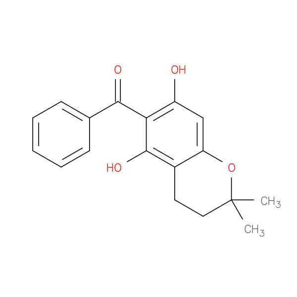 6-Benzoyl-5,7-dihydroxy-2,2-dimethylchromane 化学構造式
