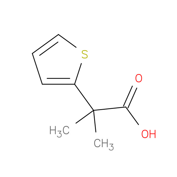 2-METHYL-2-(THIOPHEN-2-YL)PROPANOIC ACID 化学構造式