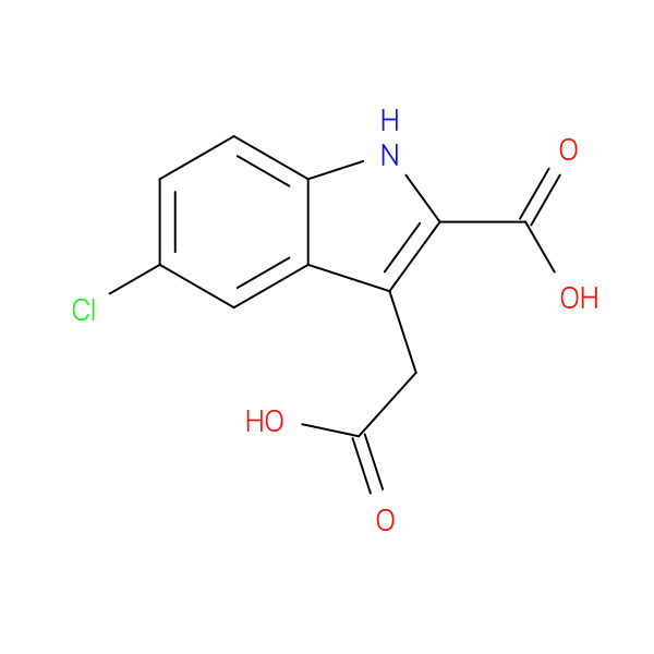 1H-Indole-3-acetic acid, 2-carboxy-5-chloro- 化学構造式