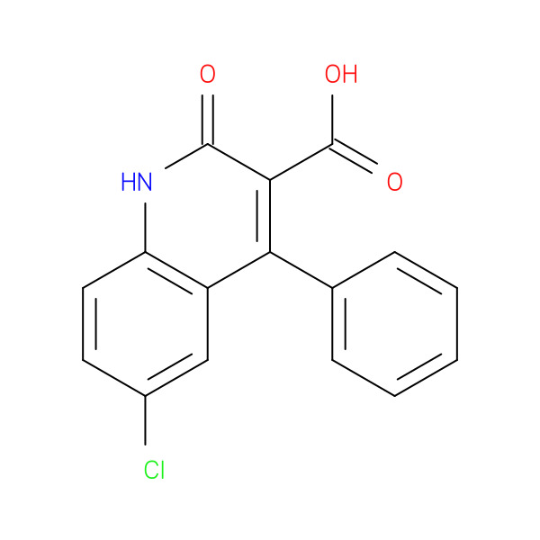 3-Quinolinecarboxylic acid, 6-chloro-1,2-dihydro-2-oxo-4-phenyl- 化学構造式