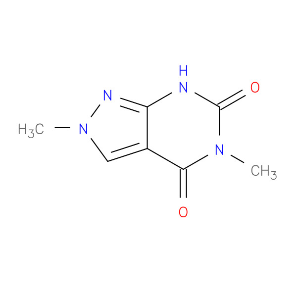 2,5-dimethyl-2H,4H,5H,6H,7H-pyrazolo[3,4-d]pyrimidine-4,6-dione 化学構造式
