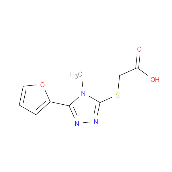 (5-Furan-2-yl-4-methyl-4H-[1,2,4]triazol-3-ylsulfanyl)-acetic acid 化学構造式
