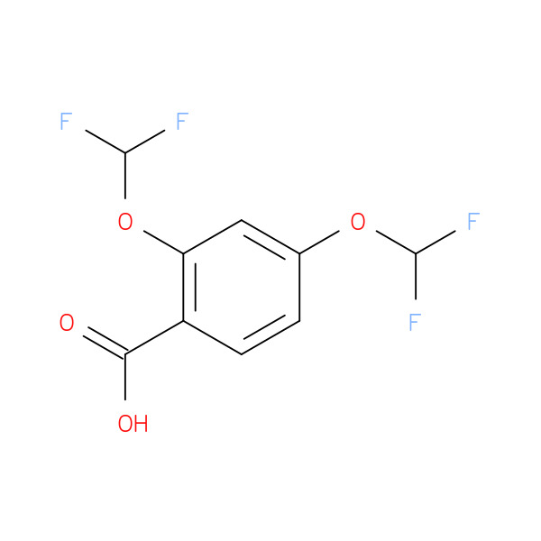 2,4-Bis(difluoromethoxy)benzoic acid 化学構造式
