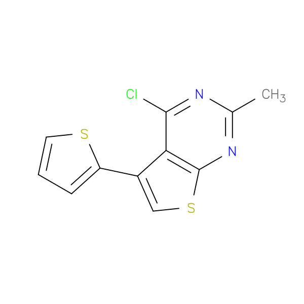 4-CHLORO-2-METHYL-5-(THIOPHEN-2-YL)THIENO[2,3-D]PYRIMIDINE 化学構造式