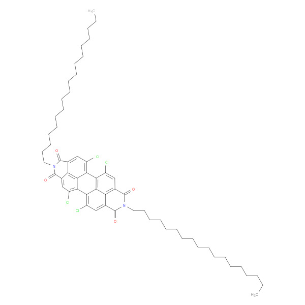 5,6,12,13-Tetrachloro-2,9-dioctadecylanthra[2,1,9-def:6,5,10-d'e'f']diisoquinoline-1,3,8,10(2H,9H)-tetraone 化学構造式