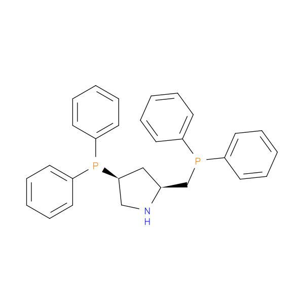 (2S,4S)-4-(Diphenylphosphino)-2-((diphenylphosphino)methyl)pyrrolidine 化学構造式