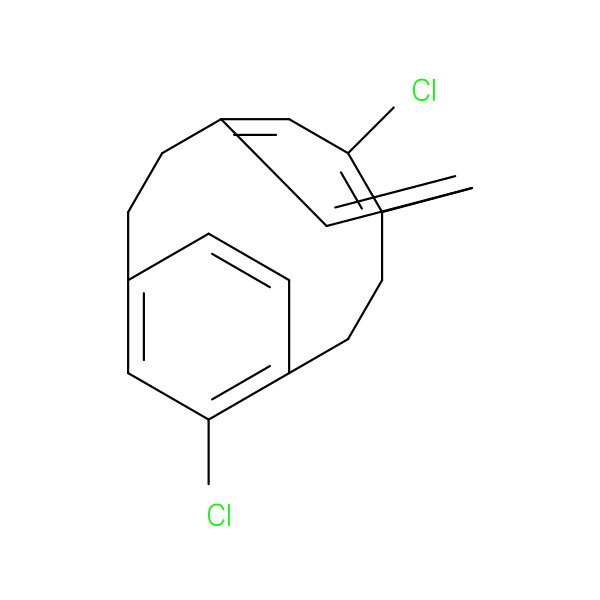 12,43-Dichloro-1,4(1,4)-dibenzenacyclohexaphane 化学構造式
