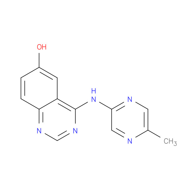 4-((5-Methylpyrazin-2-yl)amino)quinazolin-6-ol 化学構造式