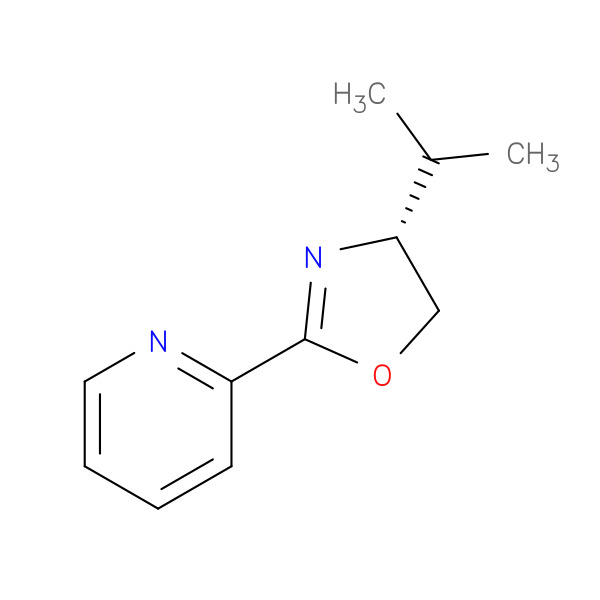 2-[(4R)-4,5-Dihydro-4-(1-methylethyl)-2-oxazolyl]pyridine 化学構造式