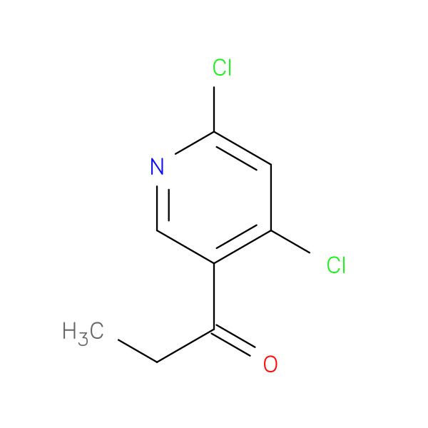 1-(4,6-dichloro-3-pyridyl)propan-1-one 化学構造式