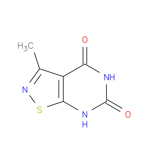 3-Methylisothiazolo[5,4-d]pyrimidine-4,6(5H,7H)-dione 化学構造式