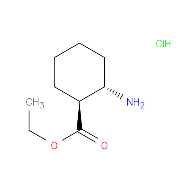 Cyclohexanecarboxylic acid, 2-amino-, ethyl ester, hydrochloride, (1S-trans)- 化学構造式