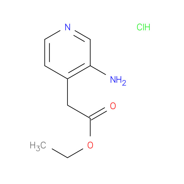 4-Pyridineacetic acid, 3-amino-, ethyl ester, hydrochloride (1:1) 化学構造式