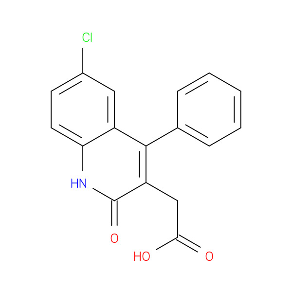 2-(6-Chloro-2-oxo-4-phenyl-1,2-dihydroquinolin-3-yl)acetic acid 化学構造式