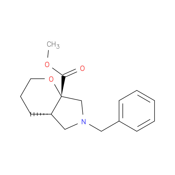 REL-METHYL (4AS,7AS)-6-BENZYLHEXAHYDROPYRANO[2,3-C]PYRROLE-7A(2H)-CARBOXYLATE 化学構造式