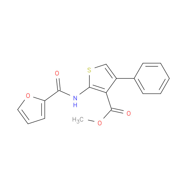 Methyl 2-(2-furoylamino)-4-phenyl-3-thiophenecarboxylate 化学構造式